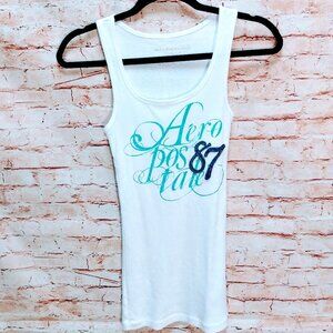 Aeropostale White Tee w/Logo & Angel Wings on Back Size L